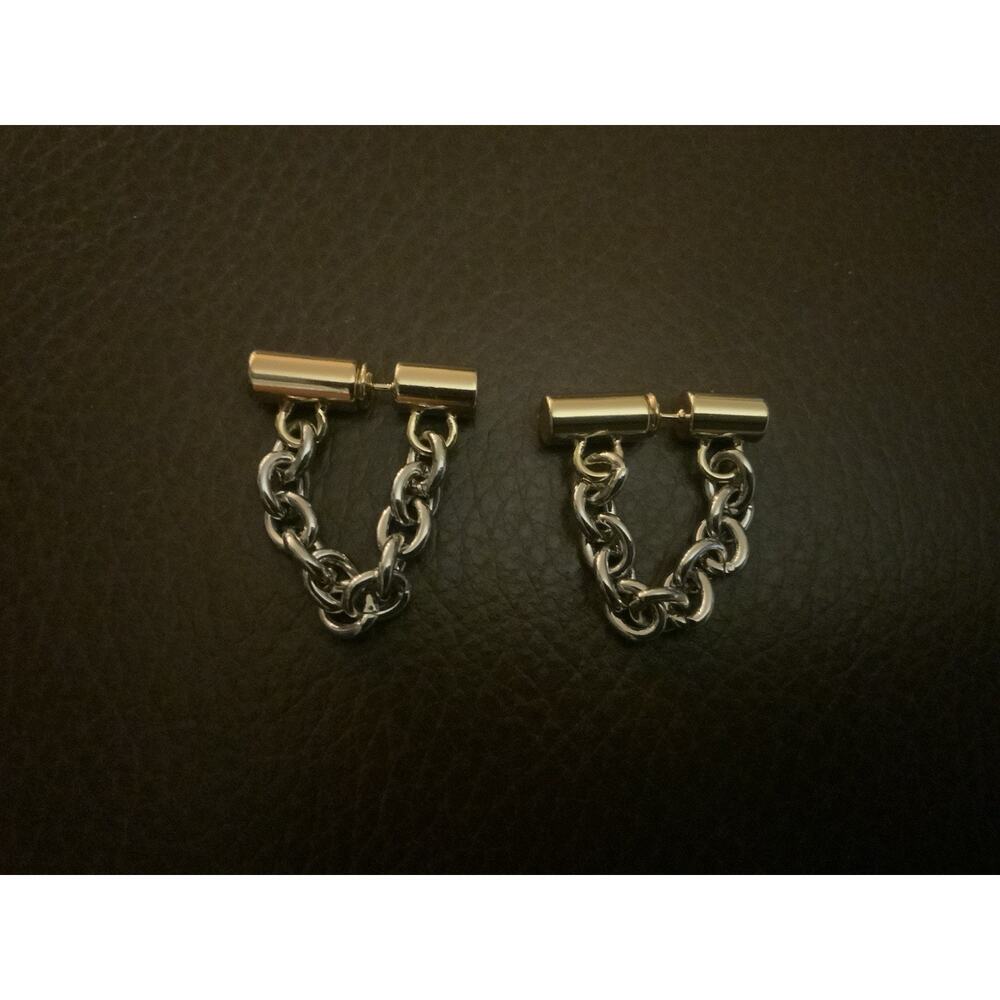 Chunky Chain Earrings Punk Link Gold Silver Stud Statement Steampunk Gothic VTG - Picture 6 of 9